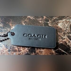 Coach New York Black Textured Leather Fragrance Perfume Bottle Tag